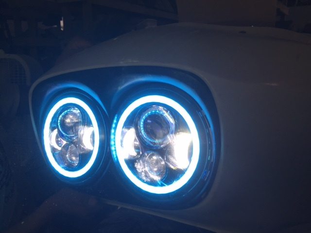DUAL 7" DAYMAKER BLUE HALO LED Replacement ROAD GLIDE Chrome Light Bulb Headlight Motorcycle Harley Bezel - Image 6