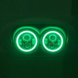 DUAL 7" DAYMAKER GREEN HALO LED Replacement ROAD GLIDE Chrome Light Bulb Headlight Motorcycle Harley Bezel