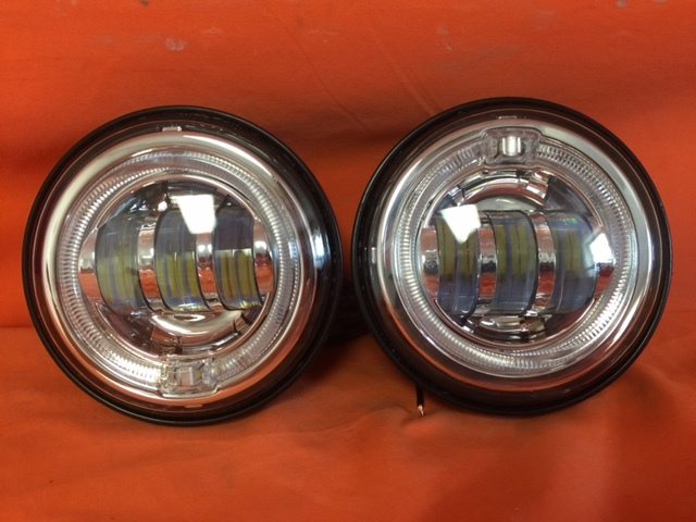 4.5" Auxiliary DAYMAKER Chrome Spot With Orange Halo Passing HID LED Fog Lights Bulb Motorcycle Harley AUX PAIR 4-1/2" - Image 4