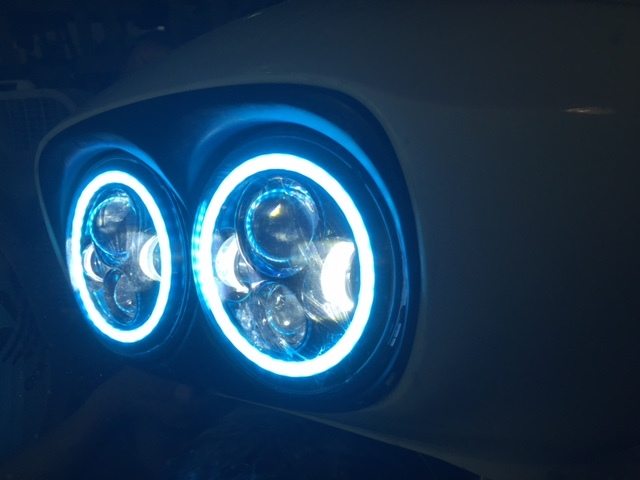 DUAL 7" DAYMAKER BLUE HALO LED Replacement ROAD GLIDE Chrome Light Bulb Headlight Motorcycle Harley Bezel - Image 2