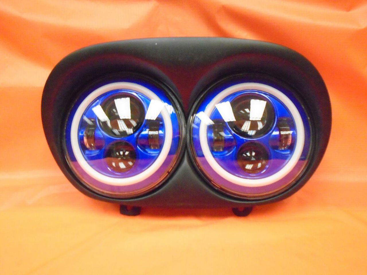 DUAL 7" BLUE DAYMAKER 2014 - 2018 BLUE HALO LED ROAD GLIDE Black Light Bulb Headlight Harley Bezel - Image 5