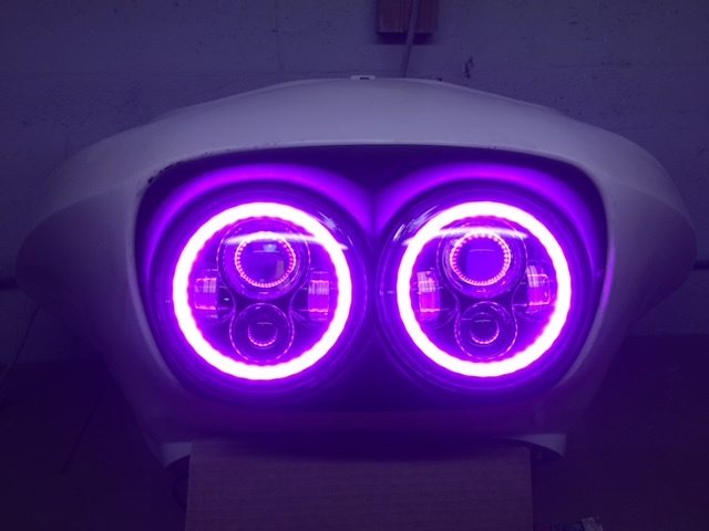 DUAL 7" DAYMAKER 2014 - 2018 PINK HALO LED Replacement ROAD GLIDE Black Light Bulb Headlight Harley Bezel - Image 6