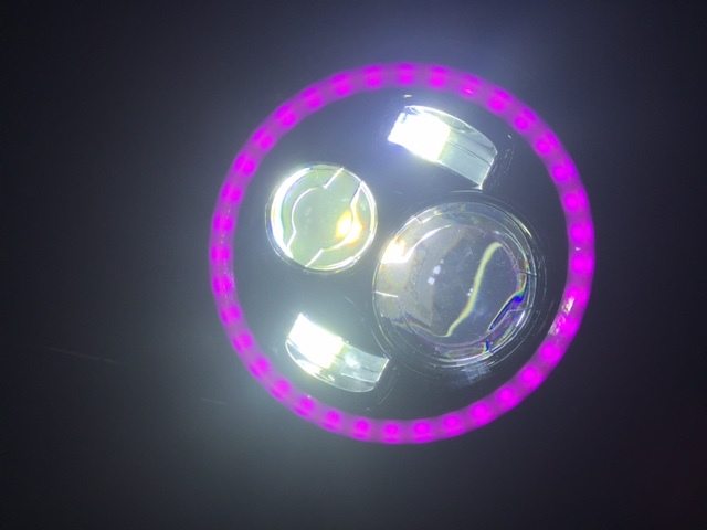 7" DAYMAKER Black Angel Eye PINK HALO HID LED Light Bulb Headlight Motorcycle Kawasaki Vulcan Nomad 1500 / 1600 - Image 2