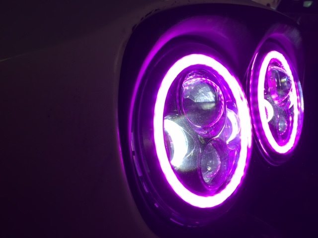 DUAL 7" DAYMAKER 2014 - 2018 PINK HALO LED Replacement ROAD GLIDE Black Light Bulb Headlight Harley Bezel - Image 9