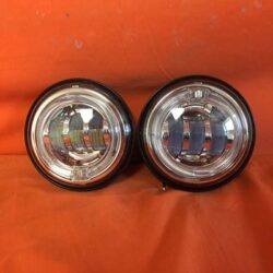 4.5" Auxiliary DAYMAKER Chrome Spot With Green Halo Passing HID LED Fog Lights Bulb Motorcycle Harley AUX PAIR 4-1/2"