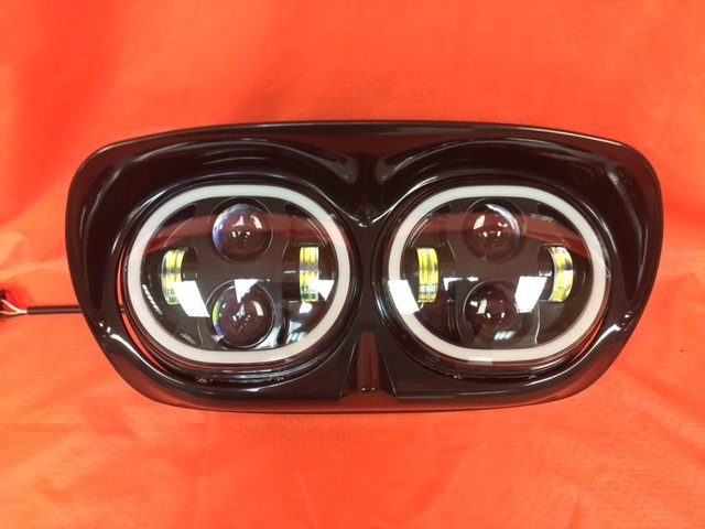 DUAL 5.75" DAYMAKER HID LED ROAD GLIDE Black Light with FULL HALO Bulb Headlight Motorcycle Harley Bezel - Image 5