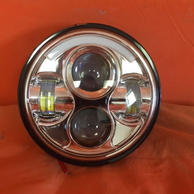 5 3/4" DAYMAKER With HALO Replacement Chrome Projector HID LED Light Bulb Headlight Motorcycle Harley 5.75"
