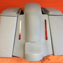 Harley Davidson Bagger 6" Stretched Saddlebags With Standard Lids - No Cut Outs - LED Lights Fender