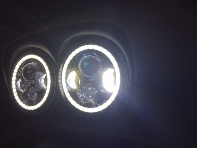 DUAL 7" DAYMAKER WHITE HALO LED Replacement ROAD GLIDE Black Light Bulb Headlight Motorcycle Harley Bezel - Image 3