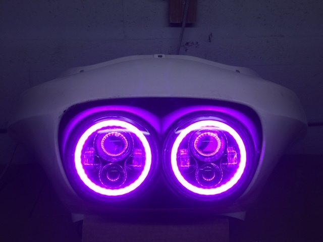 DUAL 7" DAYMAKER 2014 - 2018 PINK HALO LED Replacement ROAD GLIDE Black Light Bulb Headlight Harley Bezel - Image 10