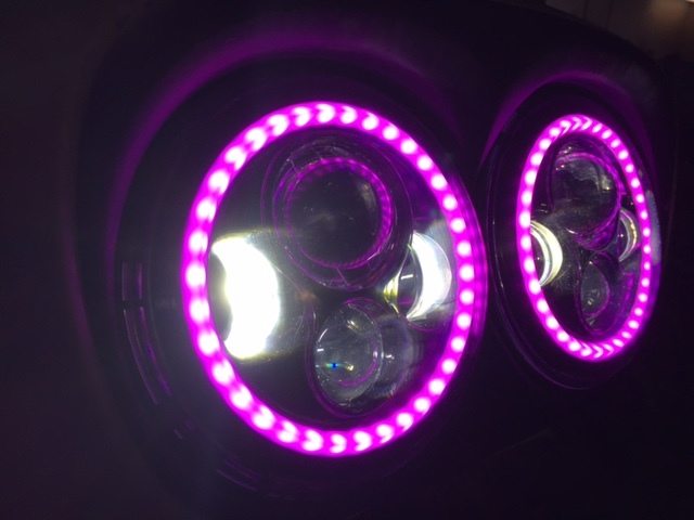 DUAL 7" DAYMAKER 2014 - 2018 PINK HALO LED Replacement ROAD GLIDE Black Light Bulb Headlight Harley Bezel - Image 11