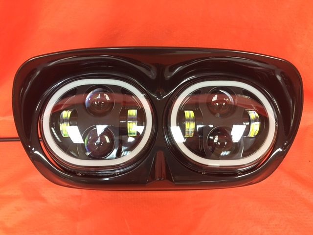 DUAL 5.75" DAYMAKER HID LED ROAD GLIDE Black Light with FULL HALO Bulb Headlight Motorcycle Harley Bezel - Image 4