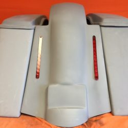 Harley Davidson 4" Extended Stretched Saddlebags + Lids & Replacement LED Fender 09 - 13 - No Cut Outs
