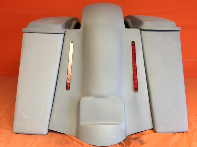 Harley Davidson 4" Extended Stretched Saddlebags + Lids & Replacement LED Fender 09 - 13 - No Cut Outs