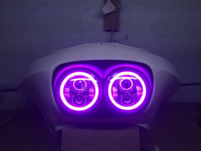 DUAL 7" DAYMAKER 2014 - 2018 PINK HALO LED Replacement ROAD GLIDE Black Light Bulb Headlight Harley Bezel - Image 12