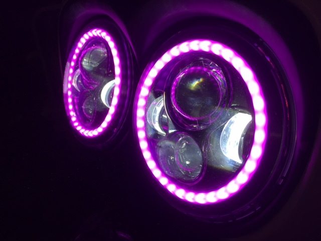 DUAL 7" DAYMAKER 2014 - 2018 PINK HALO LED Replacement ROAD GLIDE Black Light Bulb Headlight Harley Bezel - Image 13