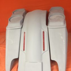 Harley Davidson 5" Fifty Five Extended Stretched Saddlebag LED Fender Kit - Dual Cut Outs Dual 6.5" Speaker Lids