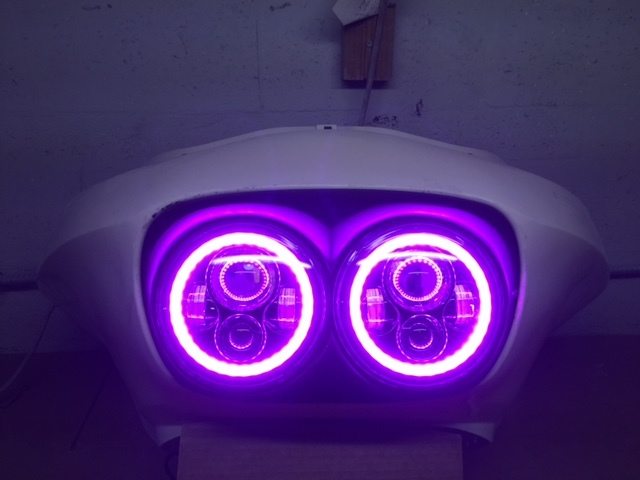 DUAL 7" DAYMAKER 2014 - 2018 PINK HALO LED Replacement ROAD GLIDE Black Light Bulb Headlight Harley Bezel - Image 14