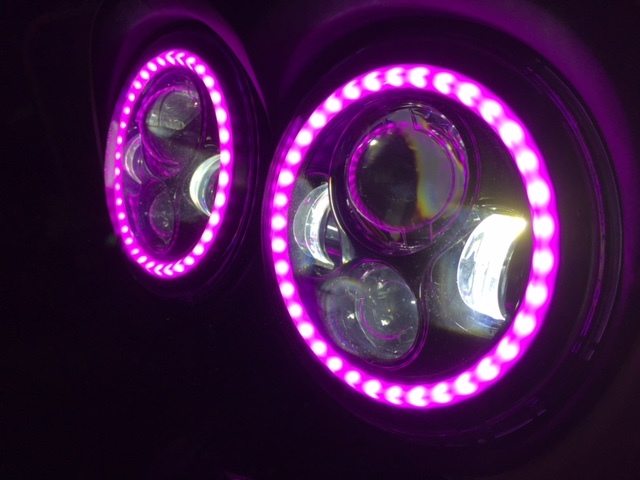 DUAL 7" DAYMAKER 2014 - 2018 PINK HALO LED Replacement ROAD GLIDE Black Light Bulb Headlight Harley Bezel - Image 15