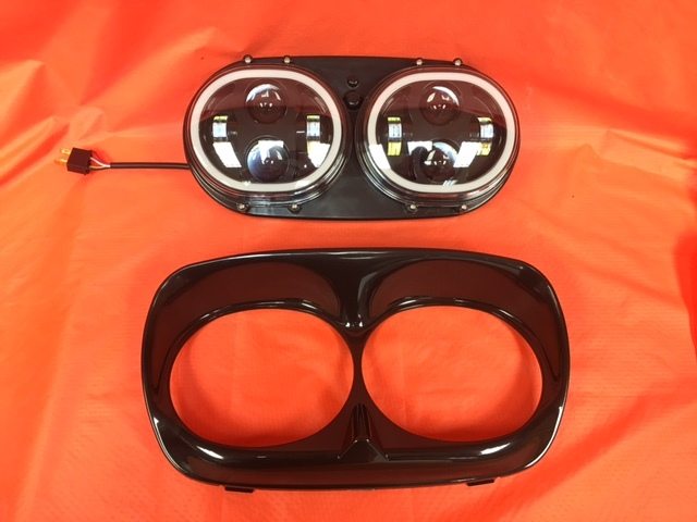 DUAL 5.75" DAYMAKER HID LED ROAD GLIDE Black Light with FULL HALO Bulb Headlight Motorcycle Harley Bezel - Image 3