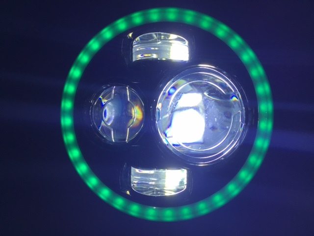 7" DAYMAKER Black Angel Eye GREEN with HALO LED Light Bulb Headlight Motorcycle Kawasaki Vulcan Nomad 1500 / 1600 - Image 3