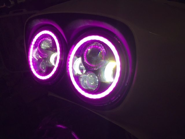 DUAL 7" DAYMAKER 2014 - 2018 PINK HALO LED Replacement ROAD GLIDE Black Light Bulb Headlight Harley Bezel - Image 16