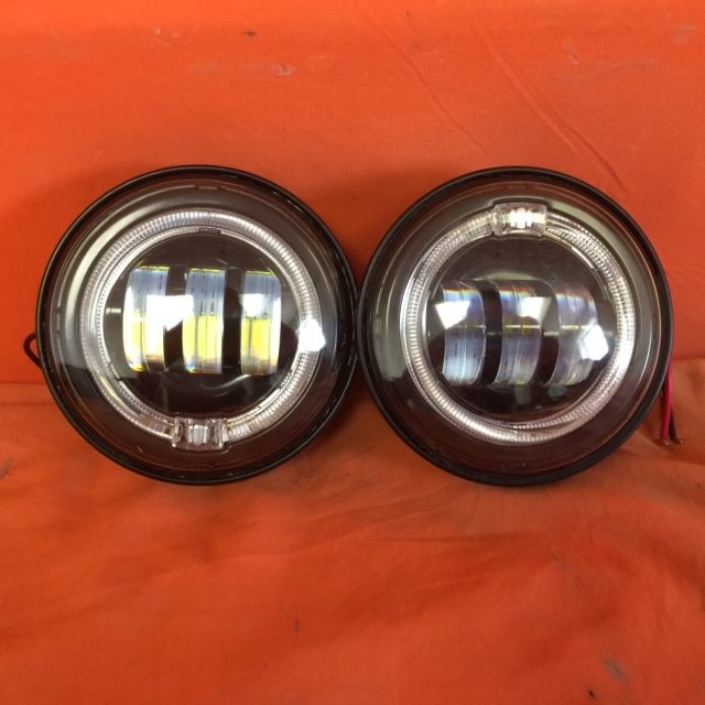 4.5" Auxiliary DAYMAKER Black Spot With ORANGE Halo Passing HID LED Fog Lights Bulb Motorcycle Harley AUX PAIR 4-1/2" - Image 4