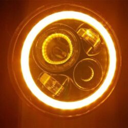7" DAYMAKER Black Angel Eye ORANGE HALO Projector HID LED Light Bulb Headlight Motorcycle Harley
