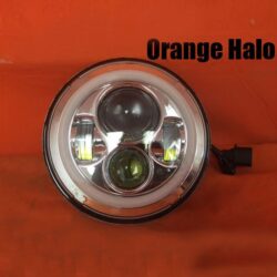 7" DAYMAKER Replacement Chrome Angel Eye ORANGE HALO Projector LED Light Bulb Headlight Motorcycle Harley