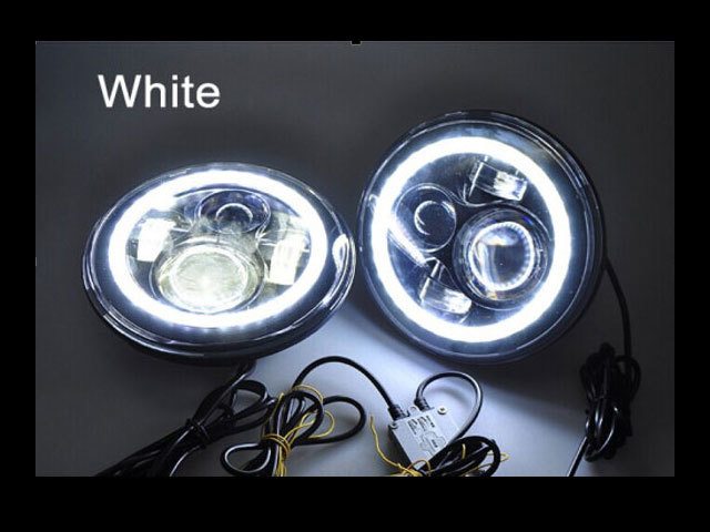 7" DAYMAKER Chrome Angel Eye WHITE HALO Projector HID LED Light Bulb Headlight Motorcycle Harley - Image 3