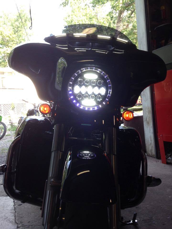7" DAYMAKER 75W CHROME Projector HID LED Light Bulb Headlight Motorcycle Harley with RED HALO - Image 2