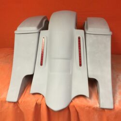 Honda Shadow Sabre 1100 6" Extended Saddlebags Out & Down Bags LED Rear Fender Dual Cut Out Lids