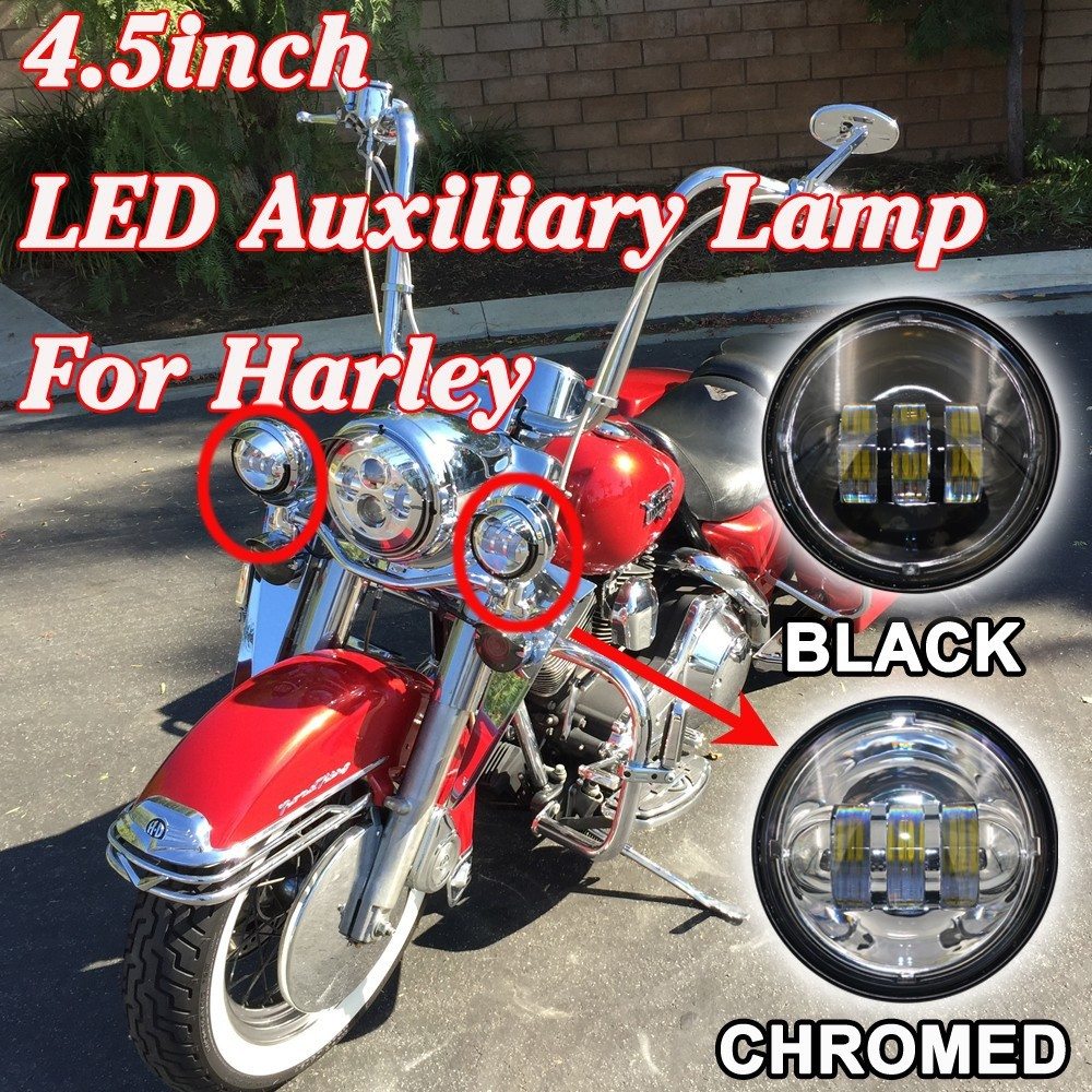 4.5" Auxiliary DAYMAKER WHITE Spot Passing HID LED Fog Lights Bulb Motorcycle Harley AUX PAIR 4-1/2" - Image 2