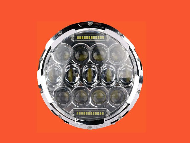 7" DAYMAKER 75W CHROME Projector HID LED Light Bulb Headlight Motorcycle Harley with ORANGE HALO - Image 2