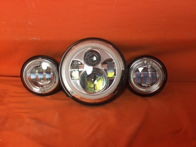 7" DAYMAKER Orange HALO Headlight Dual 4.5" - 4 1/2" ORANGE HALO Auxiliary AUX Chrome Spot Passing LED Fog Lights Bulb Harley SET - Image 7