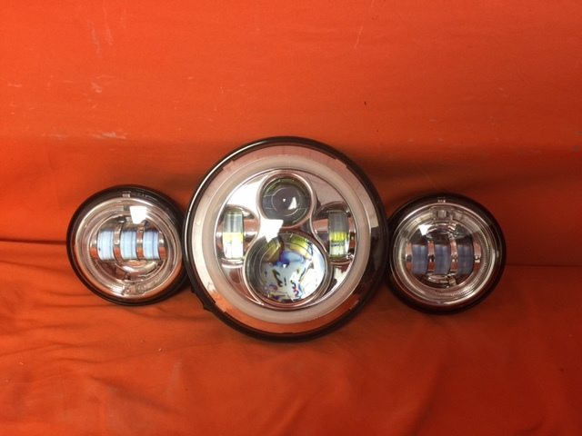 7" DAYMAKER Orange HALO Headlight Dual 4.5" - 4 1/2" ORANGE HALO Auxiliary AUX Chrome Spot Passing LED Fog Lights Bulb Harley SET - Image 8