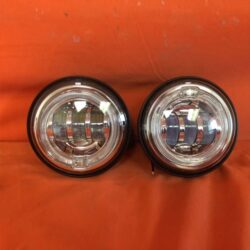 4.5" Auxiliary DAYMAKER Chrome Spot With Red Halo Passing HID LED Fog Lights Bulb Motorcycle Harley AUX PAIR 4-1/2"