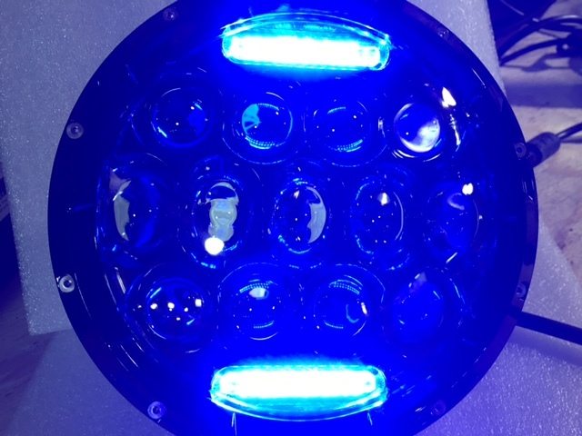 7" DAYMAKER 75W BLACK Projector HID LED Light Bulb Headlight Motorcycle Harley with BLUE HALO - Image 2