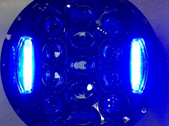 7" DAYMAKER 75W BLACK Projector HID LED Light Bulb Headlight Motorcycle Harley with BLUE HALO - Image 3