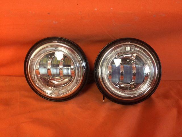 4.5" Auxiliary DAYMAKER Chrome Spot With Red Halo Passing HID LED Fog Lights Bulb Motorcycle Harley AUX PAIR 4-1/2" - Image 3