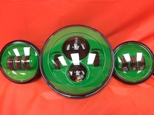 7" DAYMAKER GREEN Headlight Green Dual 4.5" - 4 1/2" Auxiliary AUX Spot Passing LED Fog Lights Bulb Harley SET - Image 2