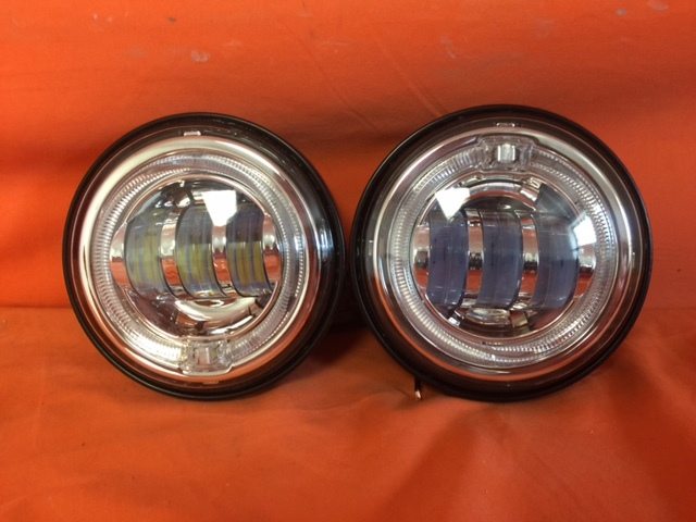 4.5" Auxiliary DAYMAKER Chrome Spot With Red Halo Passing HID LED Fog Lights Bulb Motorcycle Harley AUX PAIR 4-1/2" - Image 5