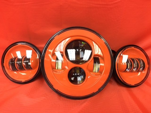 7" DAYMAKER ORANGE Headlight Orange Dual 4.5" - 4 1/2" Auxiliary AUX Spot Passing LED Fog Lights Bulb Harley SET - Image 6