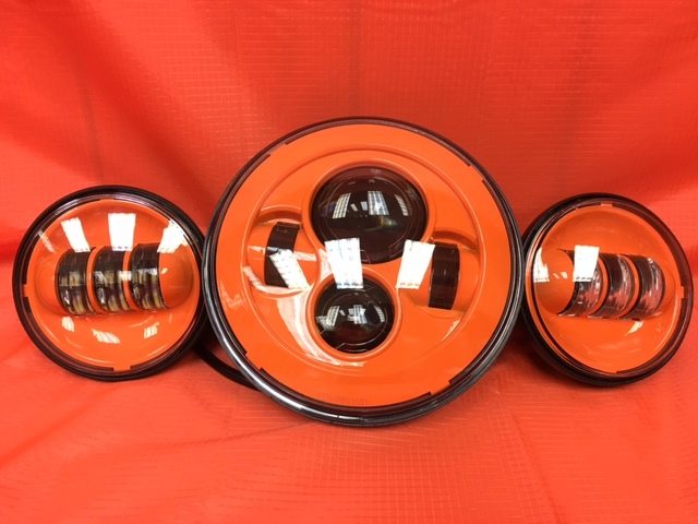 7" DAYMAKER ORANGE Headlight Orange Dual 4.5" - 4 1/2" Auxiliary AUX Spot Passing LED Fog Lights Bulb Harley SET - Image 9