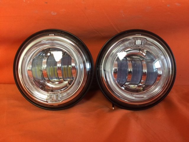 4.5" Auxiliary DAYMAKER Chrome Spot With Red Halo Passing HID LED Fog Lights Bulb Motorcycle Harley AUX PAIR 4-1/2" - Image 6