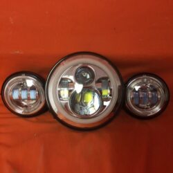 7" DAYMAKER Orange HALO Headlight Dual 4.5" - 4 1/2" HALO Auxiliary AUX Chrome Spot Passing LED Fog Lights Bulb Harley SET