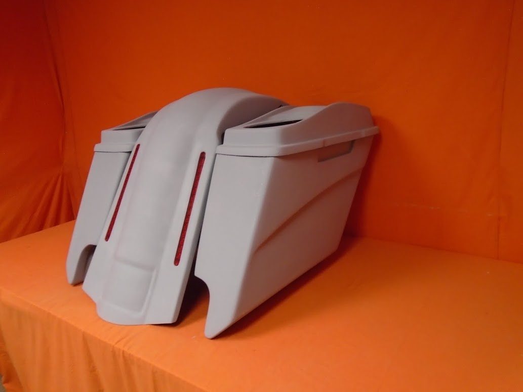 Harley Davidson 5" Heritage Softail Extended Saddlebags Dual 6 X 9 Speaker Lids LED Fender Dual Cutouts - Image 2