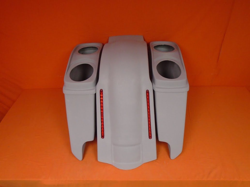 Harley Davidson 5" Heritage Softail Extended Saddlebags Dual 6 X 9 Speaker Lids LED Fender Dual Cutouts - Image 5