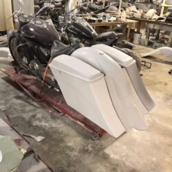 Yamaha VSTAR 1100 6" Extended Out & Down Saddlebag Kit No Cut Outs LED Rear Fender - 6.5" Speaker Lids