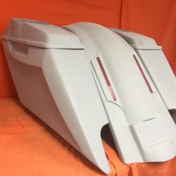 Harley Davidson 2014 - 2023 5" Fifty Five Extended Stretched Saddlebag LED Fender Kit Dual Cut Outs 6.5" Speaker Lids